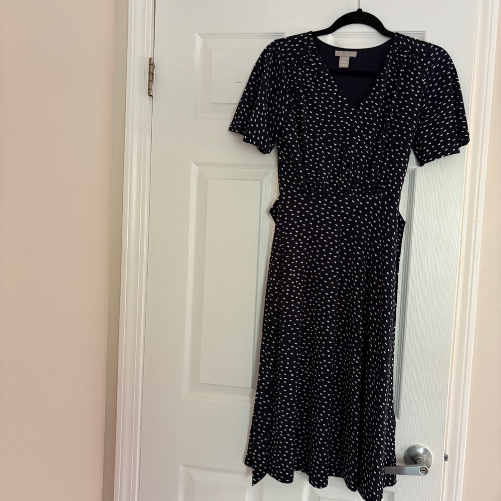 H&M Black and White Patterned Midi Dress